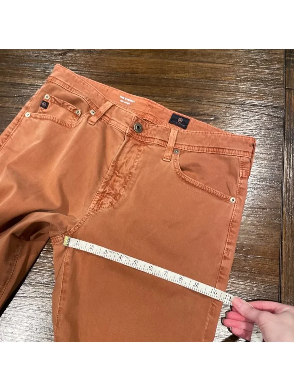AG Everett SUD Slim Straight Pant Mens 32x33 Orange Dusty Mesa Stretch Trouser
